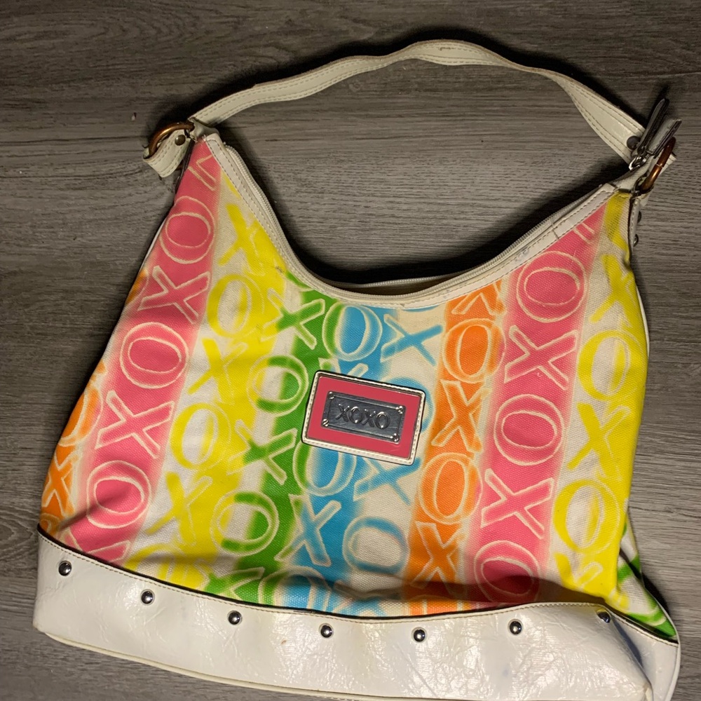 XOXO Vibrant Hobo Bag with Multicolor Design